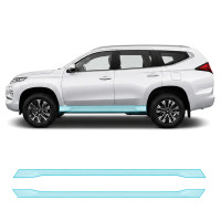 Антигравийная защитная бронепленка по лекалам для Mitsubishi Pajero Sport III facelift 2019- нижняя зона кузова пороги