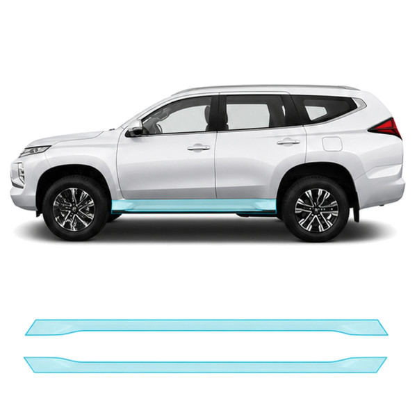 Антигравійна захисна бронеплівка за лекалами для Mitsubishi Pajero Sport III facelift 2019- нижня зона кузова пороги