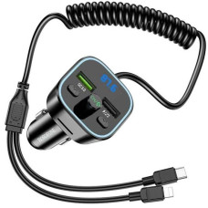 Автомобільний FM модулятор (трансмітер) Borofone Eminency USB QC3.0 Type-C- Lighting USB Дисплей (BC45)
