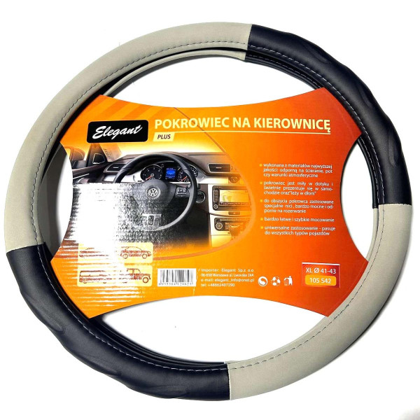 Чехол руля Elegant XL 41-43 см 1 шов Экокожа Черный (EL105 542)