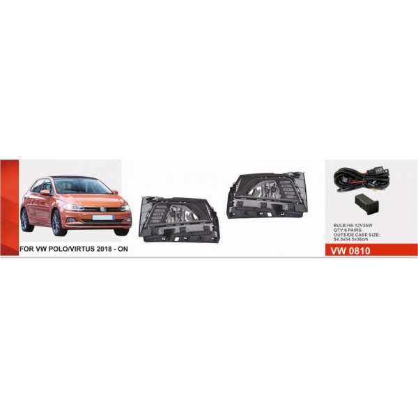Противотуманные фары для Volkswagen Polo 6 2017- H8-12V 35W +LED-6W / 6W FOG+DRL+TURN с проводкой Комплект 3в1 (VW-0810)