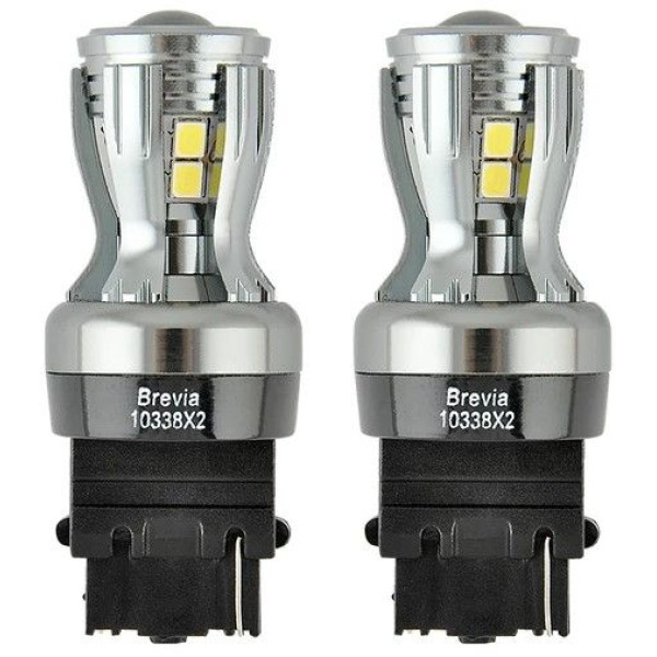 LED автолампа Brevia PowerPro 12/24V P27W 350Lm 14x2835SMD 6000K CANbus W2,5x16d 2 шт (10338X2)