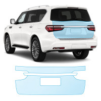 Антигравийная защитная бронепленка по лекалам для Infiniti QX80 Z62 facelift 2018-2024 - зона крышки багажника