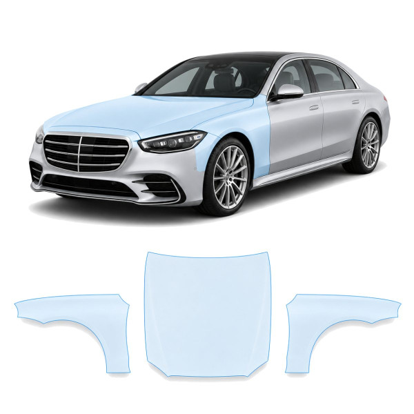 Антигравійна захисна бронеплівка за лекалами для Mercedes-Benz S-Class W223 2020- капот і передні крила