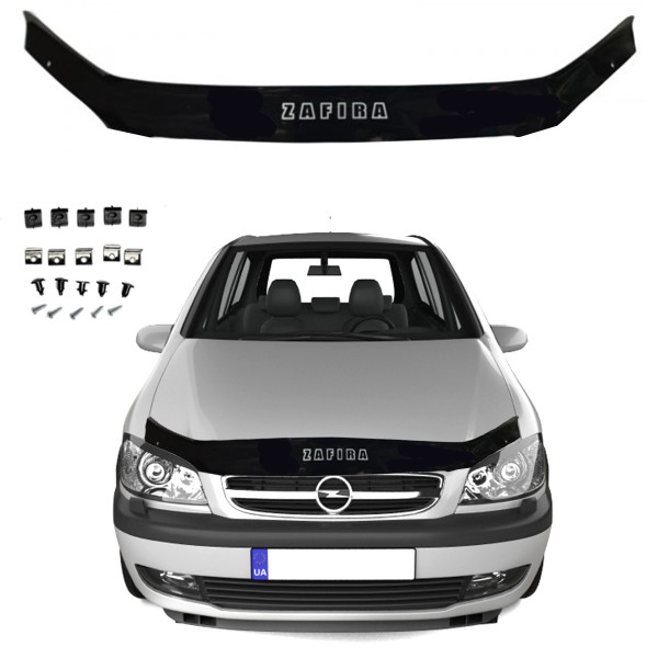 Дефлектор капота мухобойка Olel Zafira A 1999-2005 Євро кріплення Voron Glass