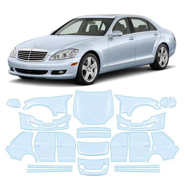 Антигравийная защитная бронепленка по лекалам для Mercedes-Benz S-Class W221 2005-2009 - полный кузов
