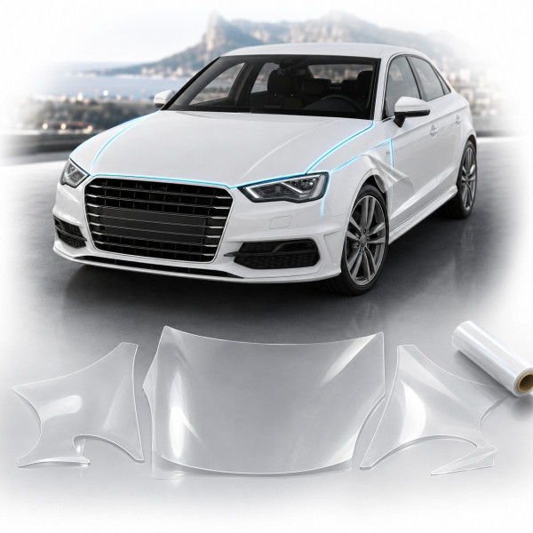 Антигравийная защитная бронепленка по лекалам для Audi A3 8V 2012-2020 - капот и передние крылья