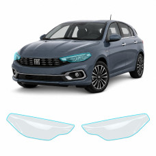 Антигравийная защитная бронепленка по лекалам для Fiat Tipo II facelift 2021-2024 - оптика (фары и ПТФ)