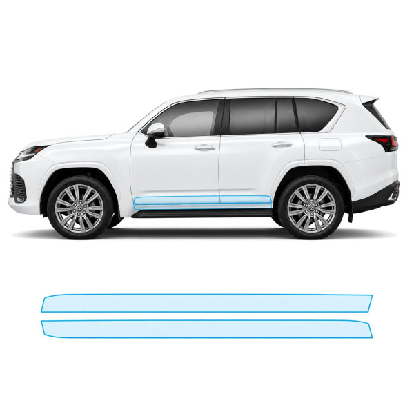 Антигравийная защитная бронепленка по лекалам для Lexus LX J300 2021- нижняя зона кузова пороги