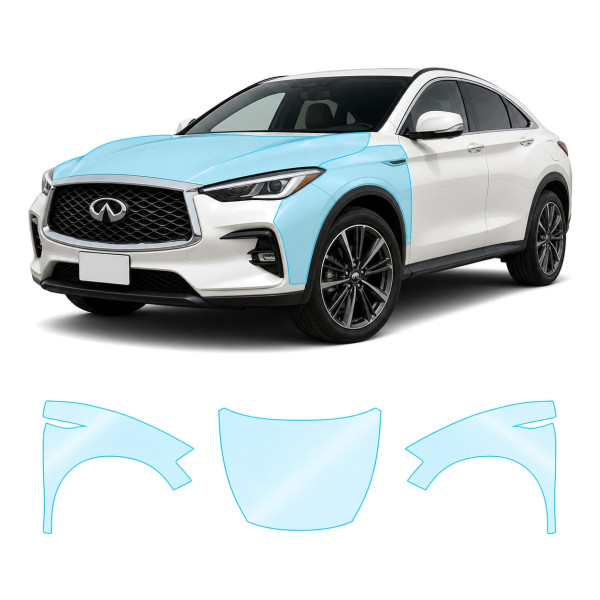 Антигравійна захисна бронеплівка за лекалами для Infiniti QX55 J55 2021- капот і передні крила