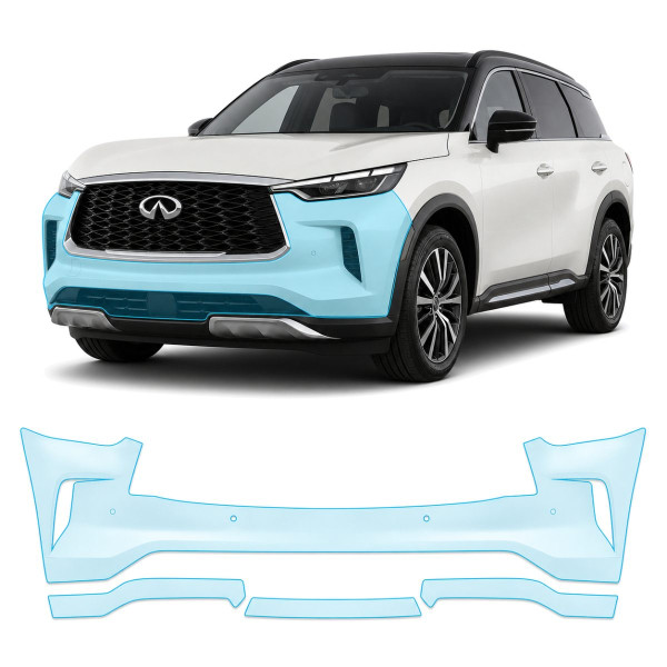 Антигравийная защитная бронепленка по лекалам для Infiniti QX60 U55 2022- передний бампер