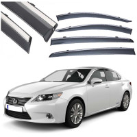 Дефлекторы окон ветровики Benke для Lexus ES 2013-2018 Молдинг Нержавейка 3D (BLXES1323-W/S)