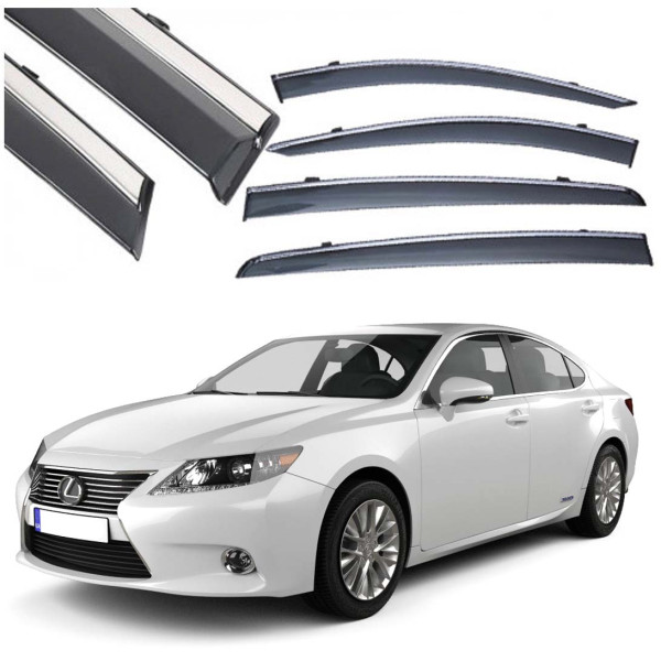Дефлектори вікон вітровики Benke для  Lexus ES 2013-2018 Молдинг Нержавіюча сталь 3D (BLXES1323-W/S)