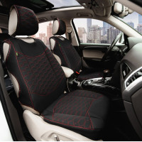 Автомобильные чехлы для передних сидений Cayman Red Model S Черно - красные