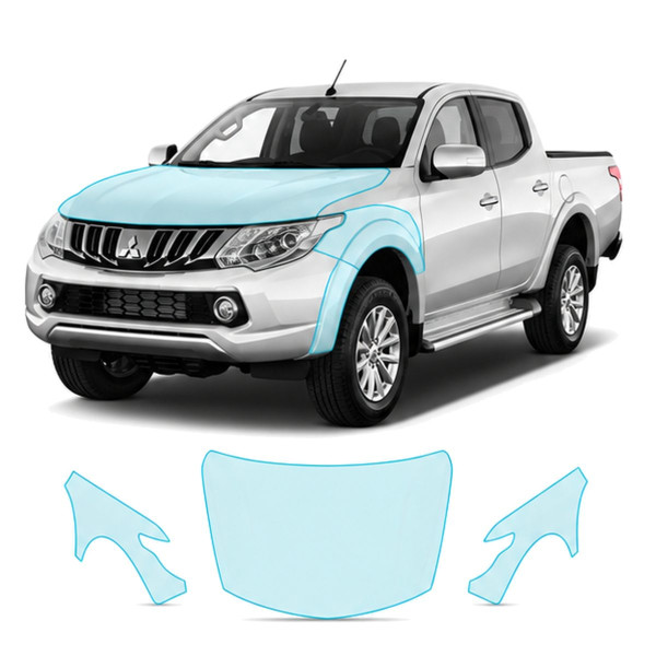 Антигравійна захисна бронеплівка за лекалами для Mitsubishi L200 V 2015-2019 - капот і передні крила