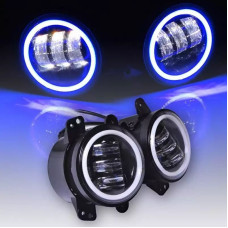 Протитуманні LED Фари круглі / Лінза з ДХО та поворотом / D87мм / 10-30V / 15W / 7000K / 2 шт