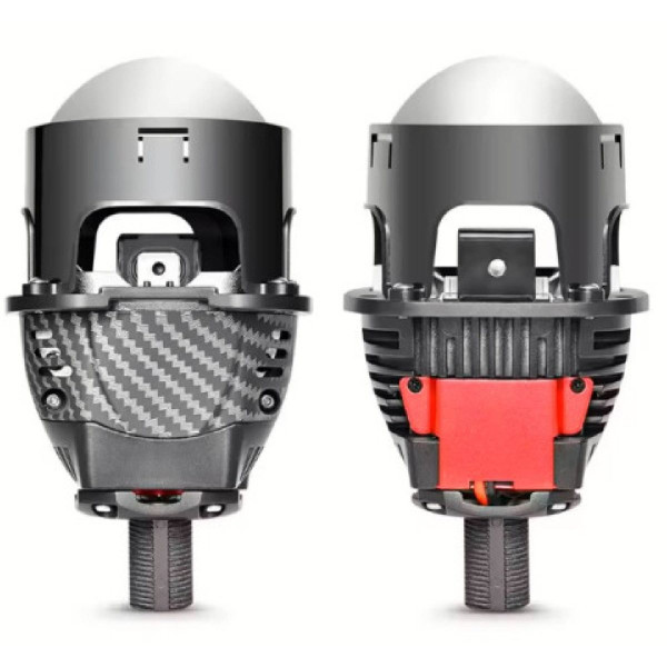 Автомобільні BI-LED лінзи D2.5" дюйми D65 мм Y5 55W / 65W Карбонова Подвійна призматична Лінза 6+1+1 2 шт