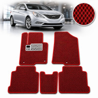 Коврики в салон EVA для Hyundai Sonata YF 2010-2014 с подпятником Красные 5 шт