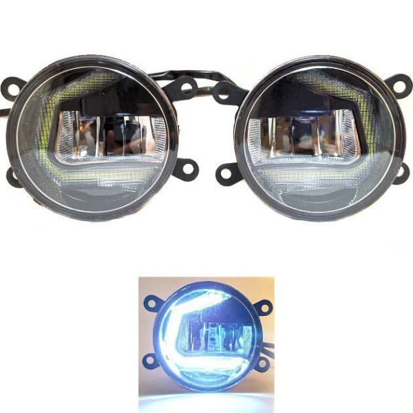 Протитуманні LED Фари круглі / Лінза з ДХО / D87мм / 12V / 6W / 6500K 2 шт