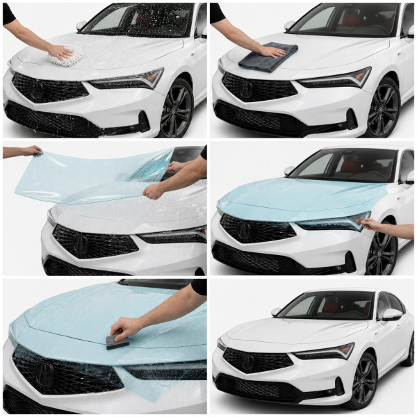 Антигравійна захисна бронеплівка за лекалами для Acura Integra V 2023 - зони дверей і стійки вікон