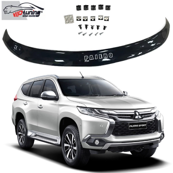 Дефлектор капота мухобойка Mitsubishi Pajero Sport 2016- Евро Крепление (Vip Tuning) MSH28