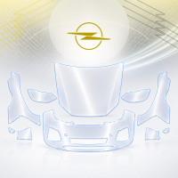 Антигравийная защитная бронепленка по лекалам для Opel Crossland - facelift 2020-2024 - передняя часть авто (капот бампер фары крылья)