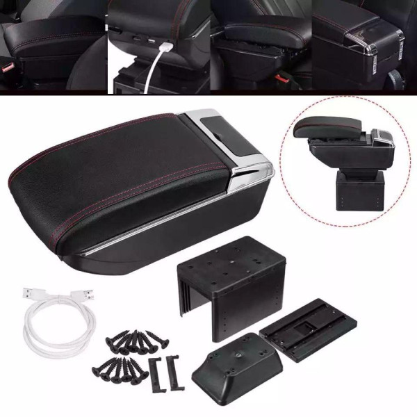 Підлокітник Універсальний Milex 135x320x150 см 7 USB Чорний - Червона нитка