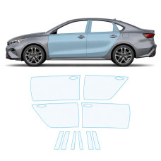 Антигравийная защитная бронепленка по лекалам для Kia Cerato/Forte BD facelift 2022-2024 - зоны дверей и стойки окон