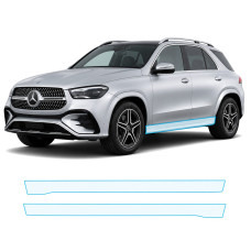 Антигравийная защитная бронепленка по лекалам для Mercedes-Benz GLE W167 facelift 2023- нижняя зона кузова пороги