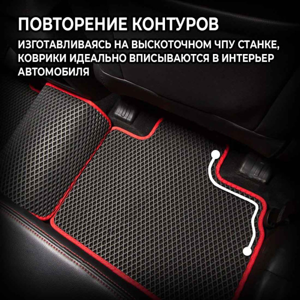 Килимки у салон EVA для Audi A6 С5 1997-2004 з підп'ятником Чорні-Синій кант 5 шт