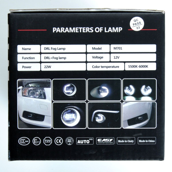 Протитуманні LED Фари круглі D90 мм / Лінза з ДХО / 12V / 22W / 6000K-COB / 2 шт