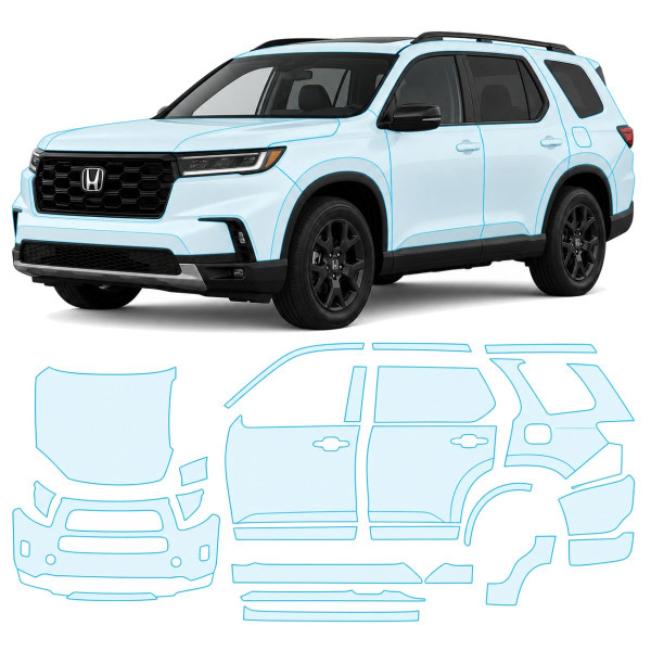Антигравийная защитная бронепленка по лекалам для Honda Passport III facelift 2022- полный кузов