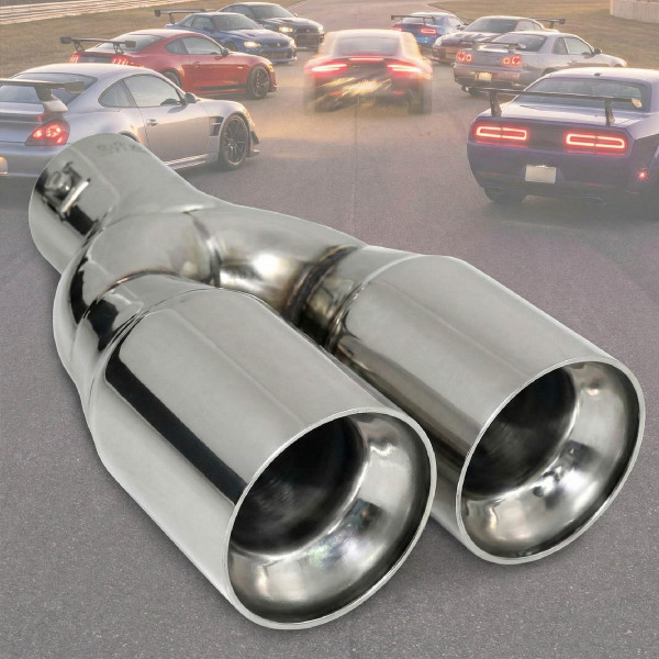 Насадка на глушник Elegant Подвійна Кругла Ø 63 х 2-76 x 235 мм Хром (EL 106 050)