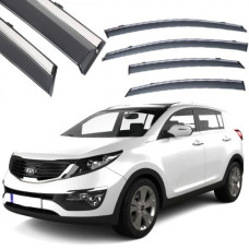 Дефлектори вікон вітровики Benke для Kia Sportage 2004-2010 Молдинг З Нержавіючої Сталі 3D (BKAST0823-W/S)