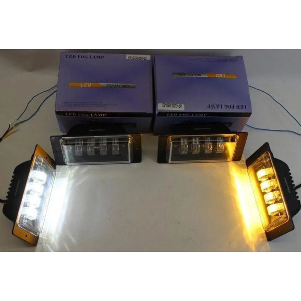 Противотуманные фары LED фары ВАЗ 2110 174x84x46мм / 40W / Линзованные с регулировкой / Белый и Желтый свет