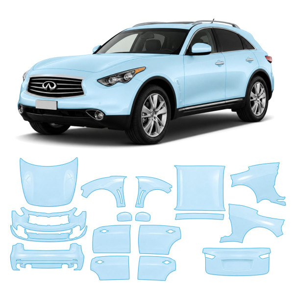 Антигравийная защитная бронепленка по лекалам для Infiniti FX35/FX37/QX70 S51 facelift 2012-2017 - полный кузов