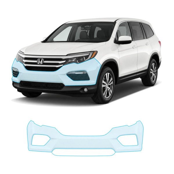Антигравийная защитная бронепленка по лекалам для Honda Pilot III 2016-2018 - передний бампер