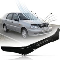 Дефлектор капота мухобойка для Daewoo Lanos 2005- Крипления Пластина и скотч Voron Glass