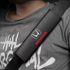 Накладка на пас безпеки Modena Honda S 350 мм Кольоровий 3D Логотип Екошкіра Чорна 1 шт