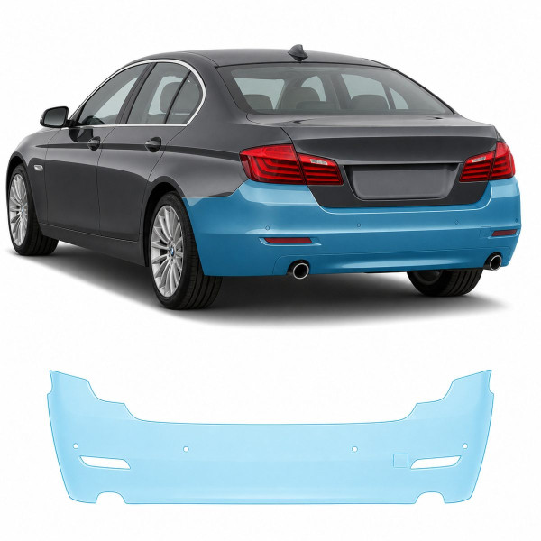 Антигравийная защитная бронепленка по лекалам для BMW 5 Series F10 facelift 2013-2017 - задний бампер