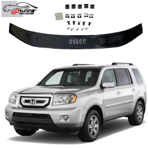 Дефлектор капоту мухобійка Honda Pilot 2009- Євро Кріплення (Vip Tuning) HD63