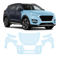 Антигравійна захисна бронеплівка за лекалами для Hyundai Tucson TL facelift 2019-2020 - передня частина авто (капот бампер крила))