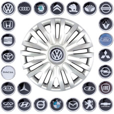Ковпак колеса з емблемою Volkswagen SKS217 R14 сірий з логотипом на вибір 4 шт