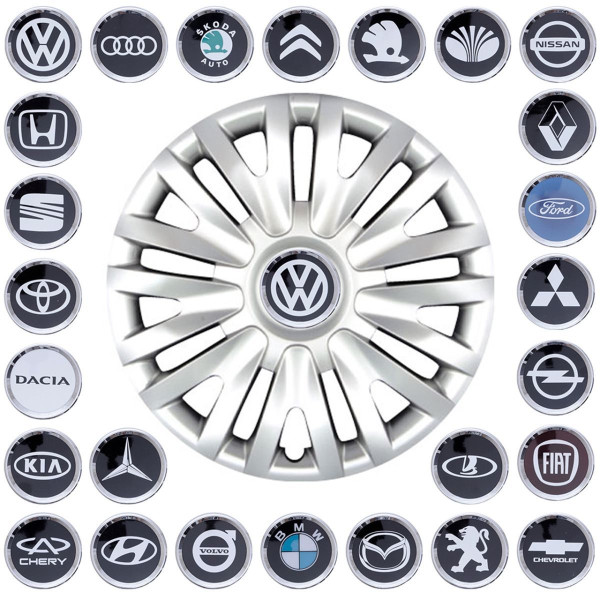 Ковпак колеса з емблемою Volkswagen SKS217 R14 сірий з логотипом на вибір 4 шт